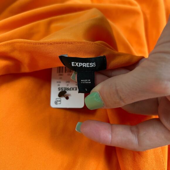 Express NEW Tank Top Women's Large Orange Stretch Twist Halter Comfort Open Back - Picture 3 of 12